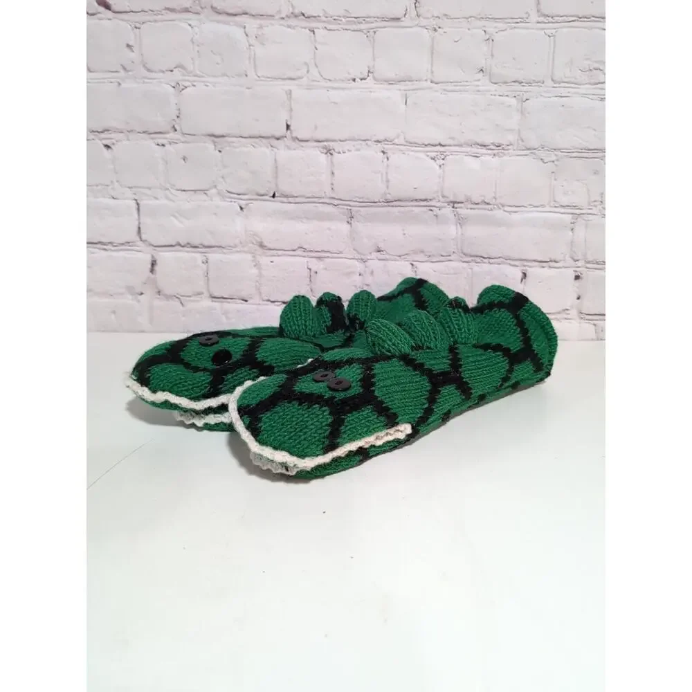 Nirvana Designs Alligator Dragon Knit In Nepal Wool Fleece Lined Puppet Mittens